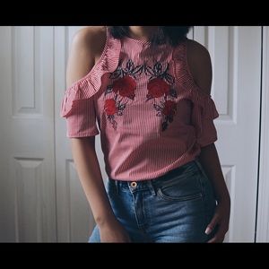 ASOS New look embroidered stripped top